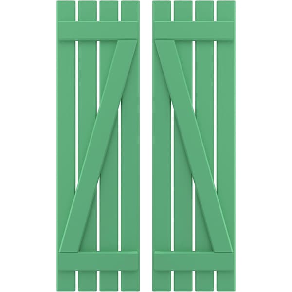Ekena Millwork Americraft 4-Board (2 Batten) Wood Spaced Board-n-Batten Shutters w/ Z-Bar, ARW102SB415X77LPH, PR ARW102SB415X77LPH - main
